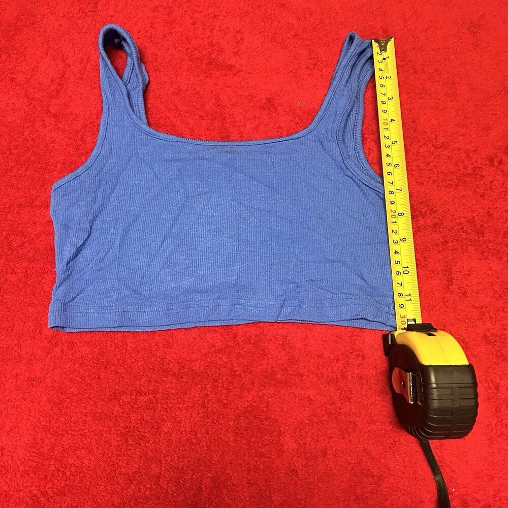 Blue Ribbed Lounge Set Crop Tank Shorts Co Ord XS - Picture 5 of 9